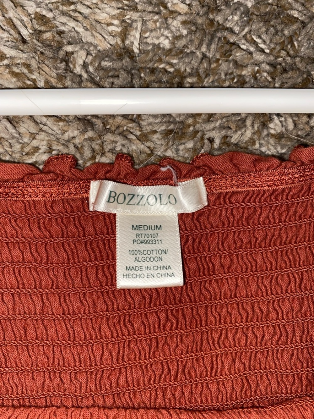 Bozzolo Rust Smocked Ruffle Crop Tank - Picture 2 of 4